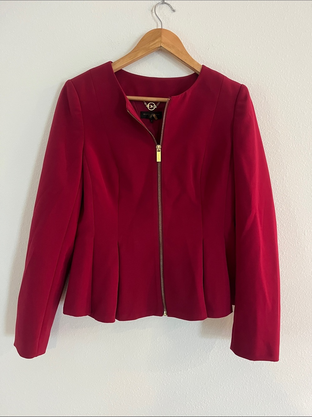 Donna Karan Burgundy Pleated Blazer